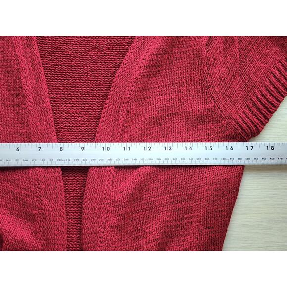 SWEATER/VEST STYLE-AUGUST SILK-Cranberry Burgundy-Front Waist Tie-Knit-Size MED - Picture 9 of 11